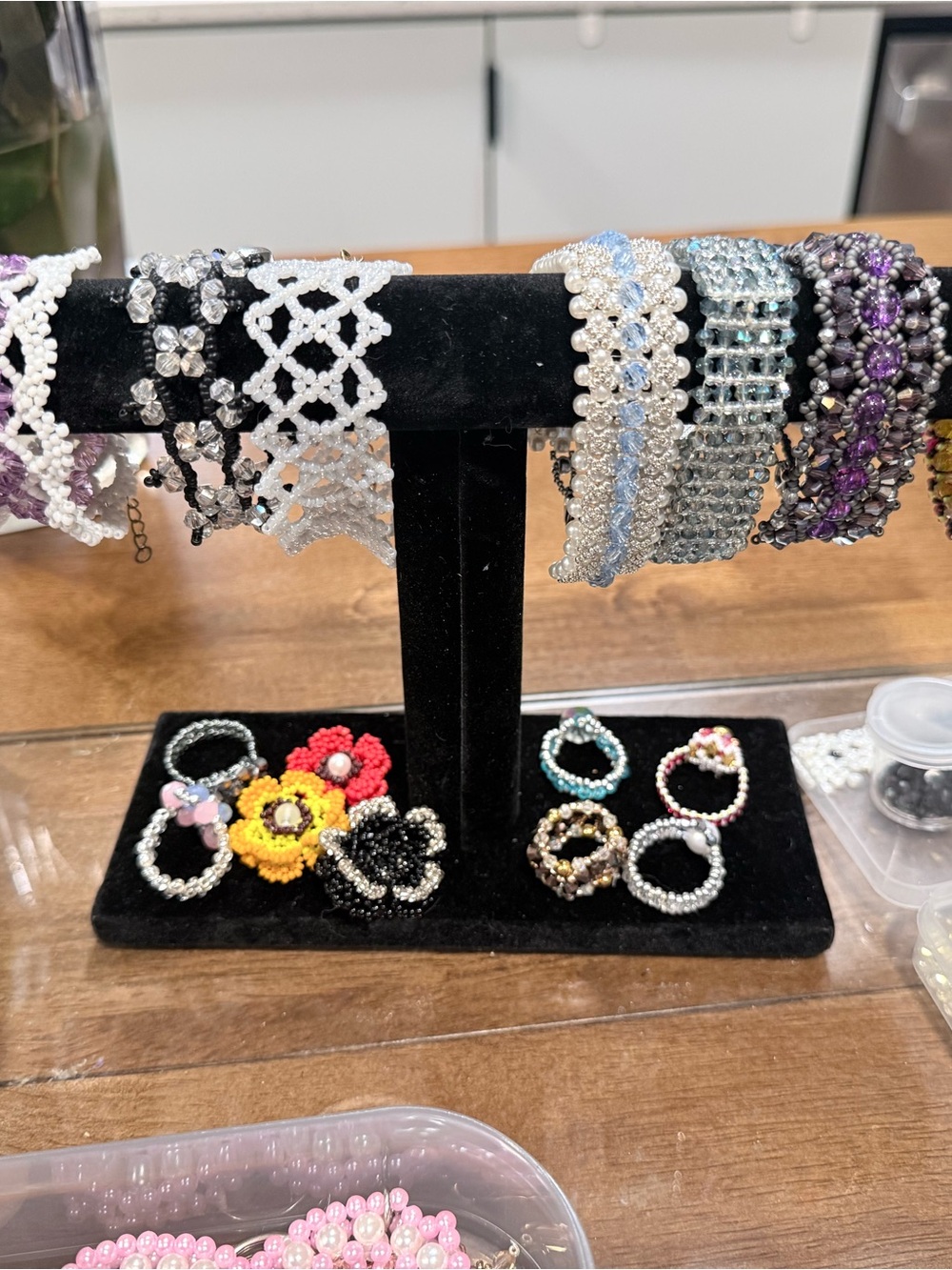Handmade Beaded Bracelets & Rings Set - Multicolor - Picture 5 of 6